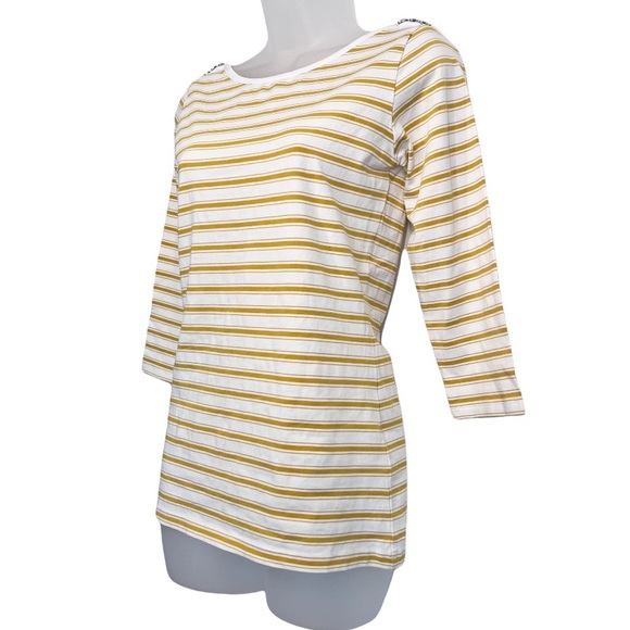 Matilda Jane Sunny Boatneck Tee Striped w/ Gingham Buttons Size Small - Picture 3 of 8